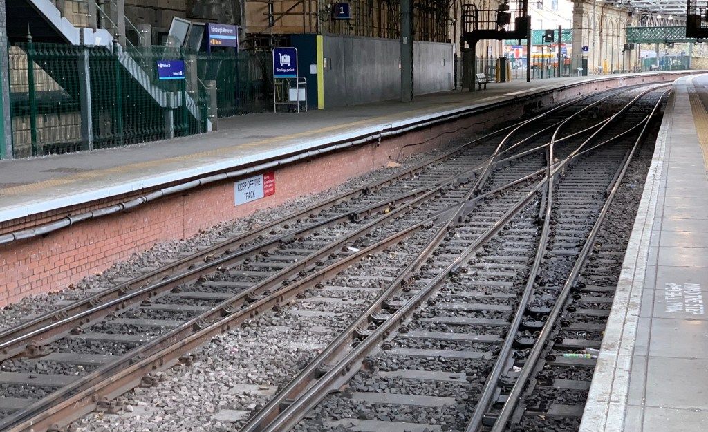 Double crossover between platforms 1 and 2 of Edinburgh Waverley railway station